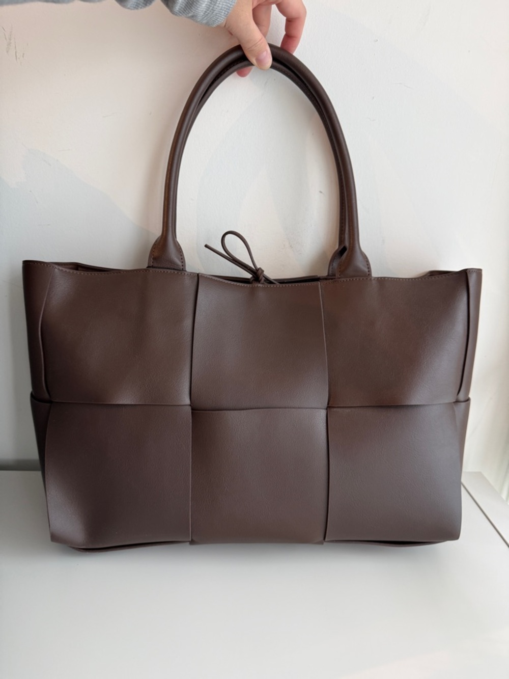 ❌sold❌Genuine Leather Woven Tote Bag in Dark Brown